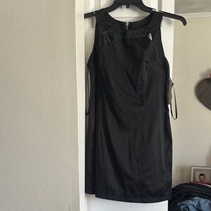 Alyn Paige Black Sleeveless Mini Dress with Sheer Cutout Detailing